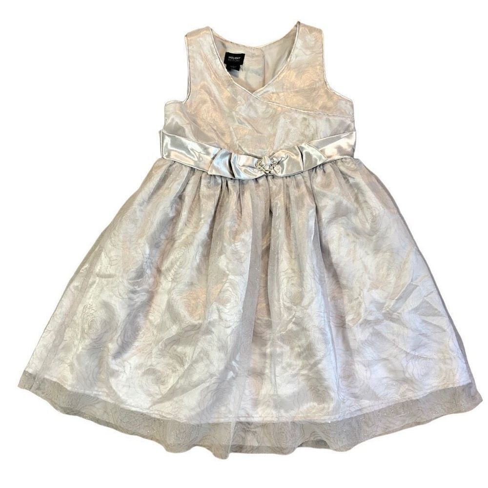 Holidays Edition Silver Sparkle Girls Dress Size Small